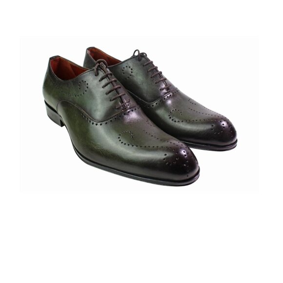 Alberto Italian Green Oxford Leather Shoes For Mens main image 6
